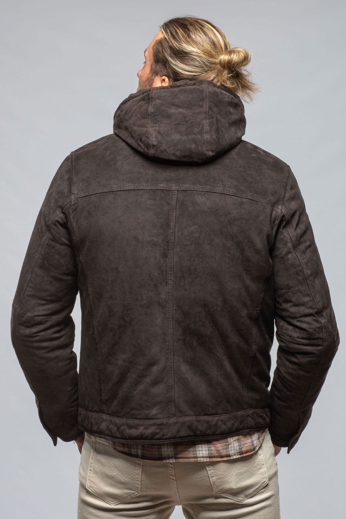 Leo Suede Insulated Jacket in Charcoal Brown - AXEL'S