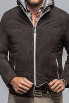 Leo Suede Insulated Jacket in Charcoal Brown - AXEL'S