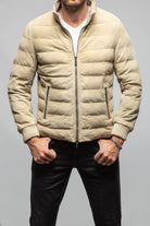 Loki Suede Puffer Jacket In Palomino - AXEL'S