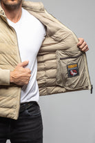 Loki Suede Puffer Jacket In Palomino - AXEL'S