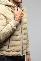 Loki Suede Puffer Jacket In Palomino - AXEL'S