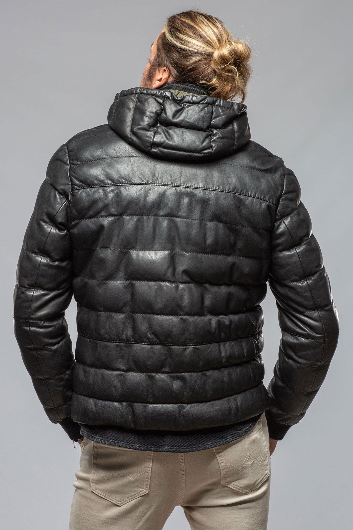 Loki Leather Puffer Jacket In Black - AXEL'S