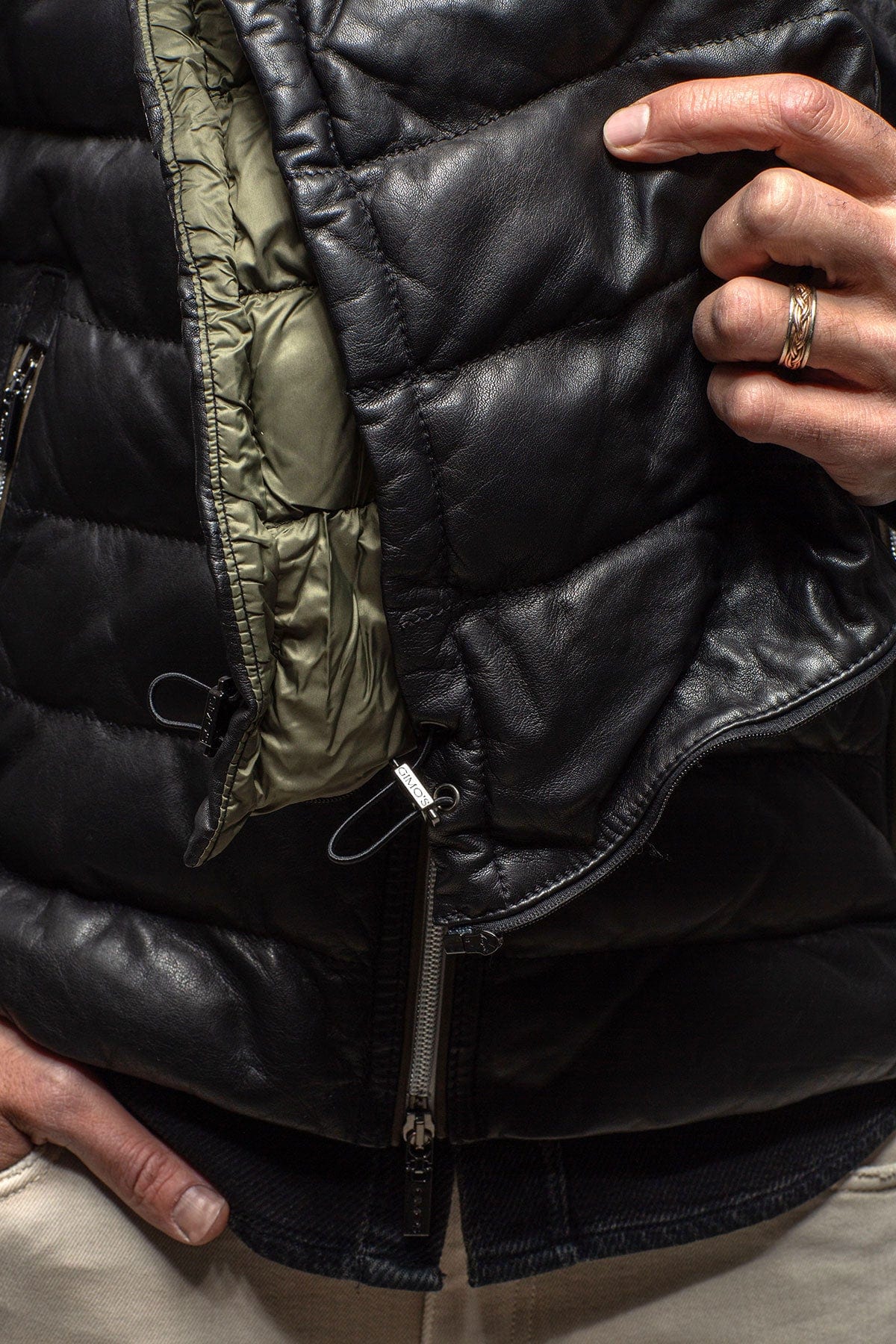 Loki Leather Puffer Jacket In Black - AXEL'S