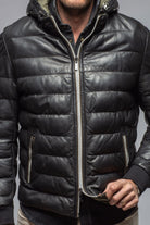 Loki Leather Puffer Jacket In Black - AXEL'S