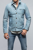 Gimo's Oakley Suede Shirt Jacket In Blue Ice | Mens - Outerwear - Leather