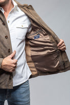 Oakley Suede Shirt Jacket In Mushroom - AXEL'S