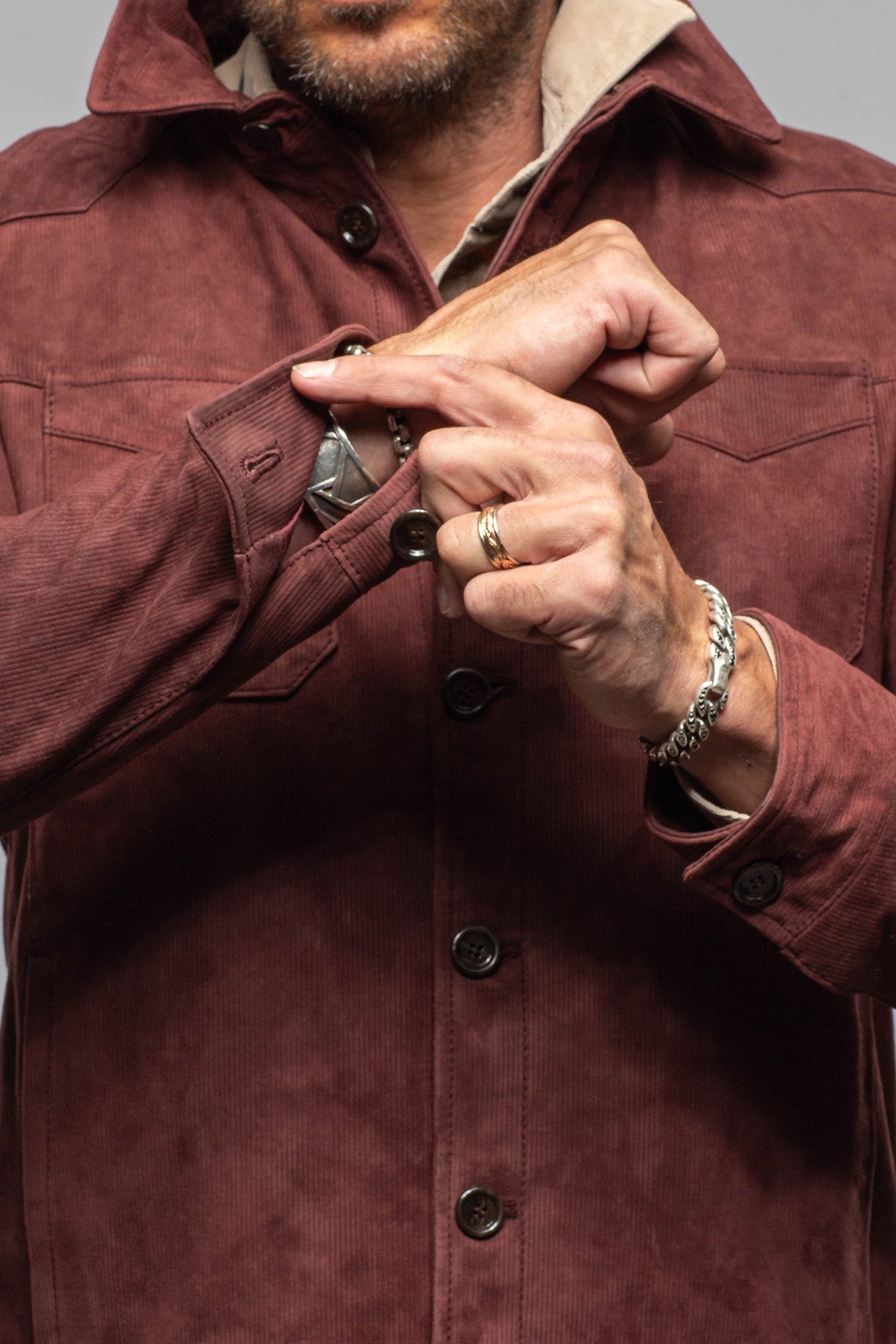 Gimo's Outrider Suede Corduroy Jacket In Burgundy Mens - Outerwear - Leather