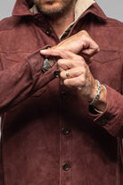 Gimo's Outrider Suede Corduroy Jacket In Burgundy Mens - Outerwear - Leather