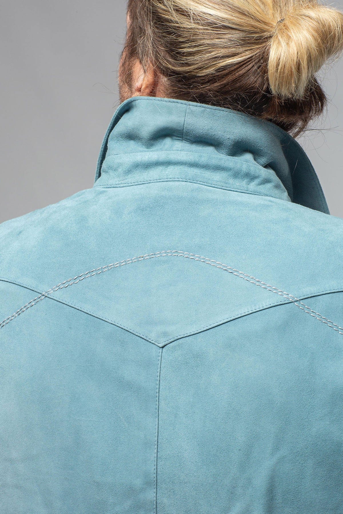 Gimo's Red River Suede Western Shirt In Blue Mens - Outerwear - Leather