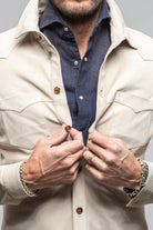 Gimo's Red River Suede Western Shirt In Ecru Mens - Outerwear - Leather