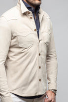 Gimo's Red River Suede Western Shirt In Ecru Mens - Outerwear - Leather