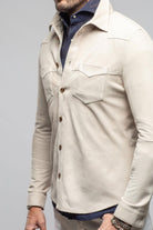 Gimo's Red River Suede Western Shirt In Ecru Mens - Outerwear - Leather