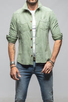 Gimo's Red River Suede Western Shirt In Green Mens - Outerwear - Leather