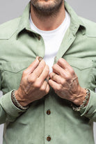 Gimo's Red River Suede Western Shirt In Green Mens - Outerwear - Leather