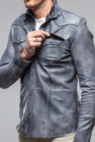 Shadow Leather Shirt In Blue - AXEL'S