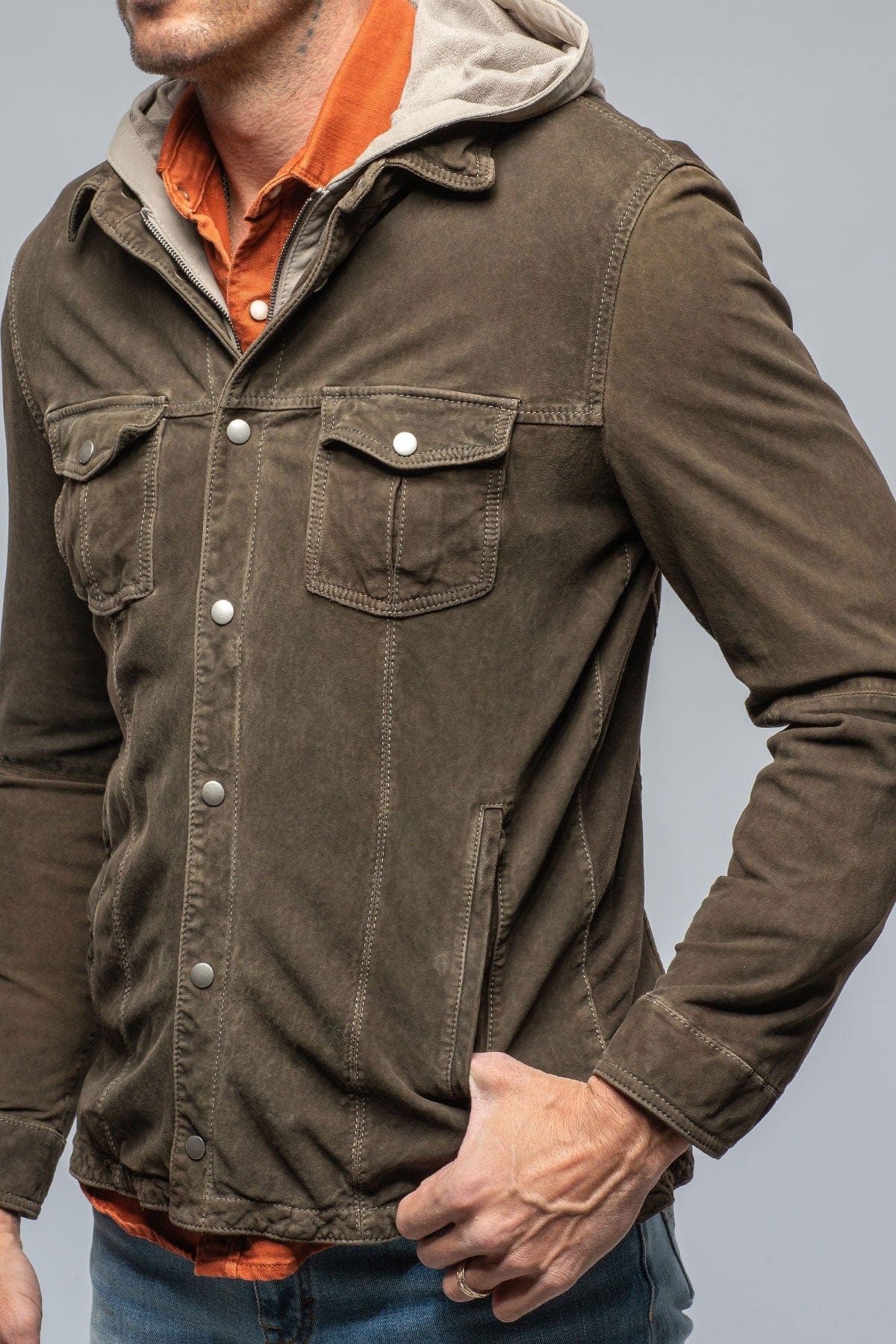 Swift Suede Shirt with Removable Hood - AXEL'S