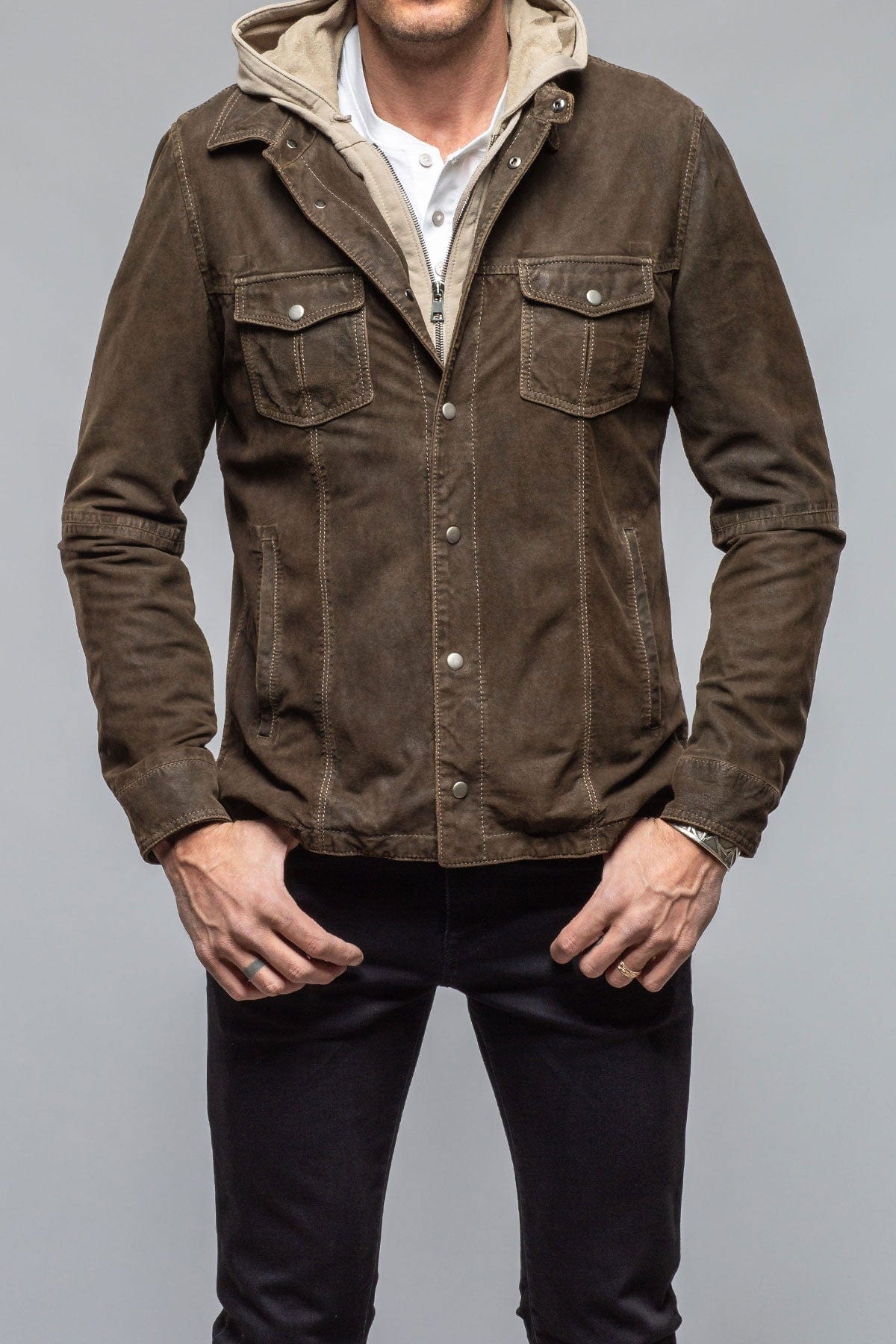 Swift Suede Shirt with Removable Hood - AXEL'S