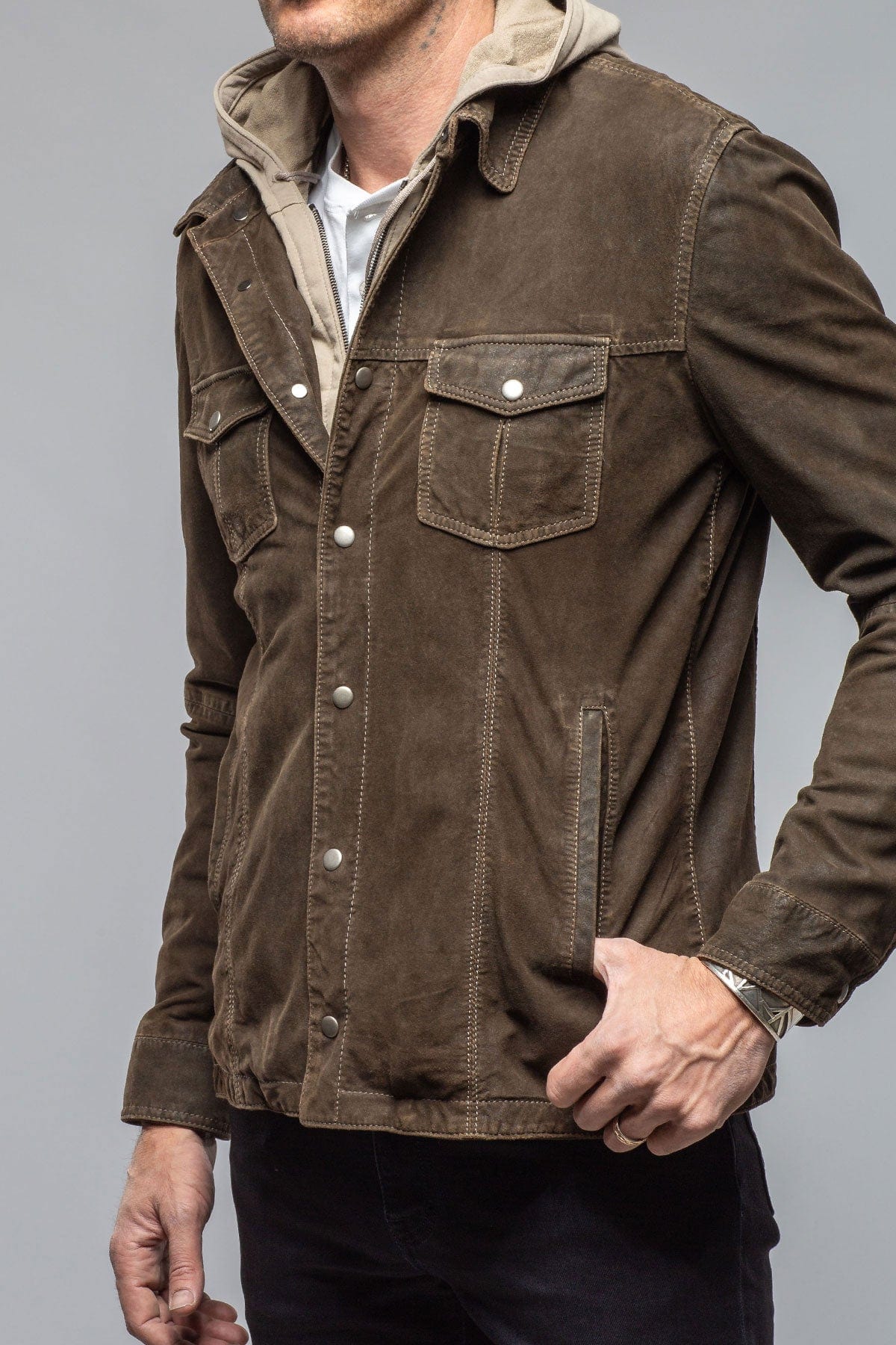 Swift Suede Shirt with Removable Hood - AXEL'S