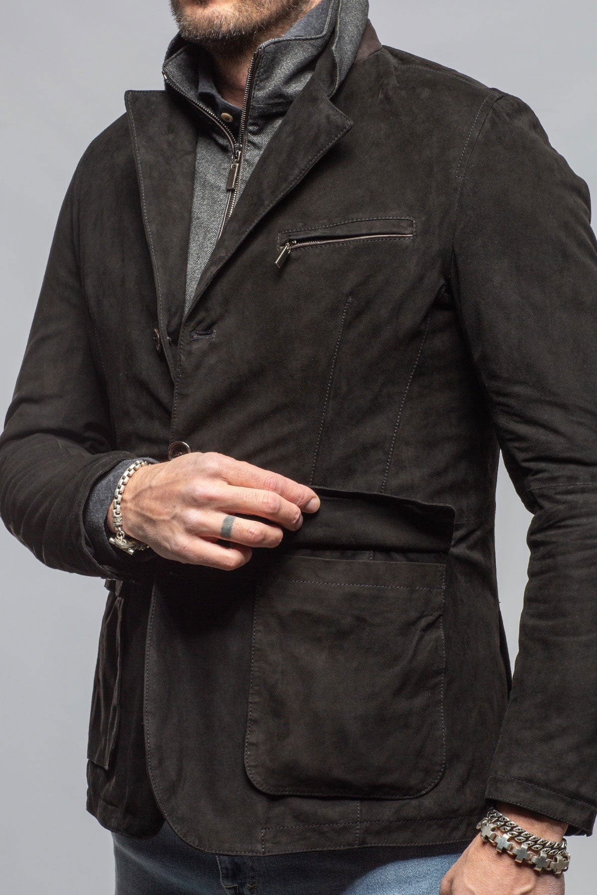 Gimo's Tiguan Suede Jacket In Black Mens - Outerwear - Leather