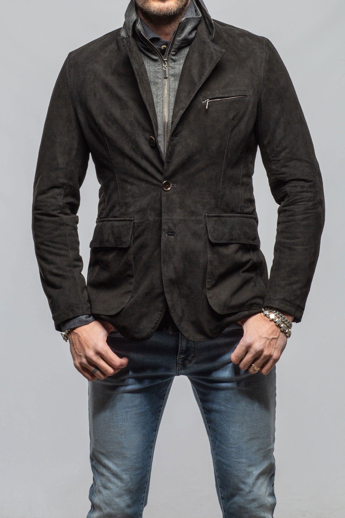 Gimo's Tiguan Suede Jacket In Black Mens - Outerwear - Leather