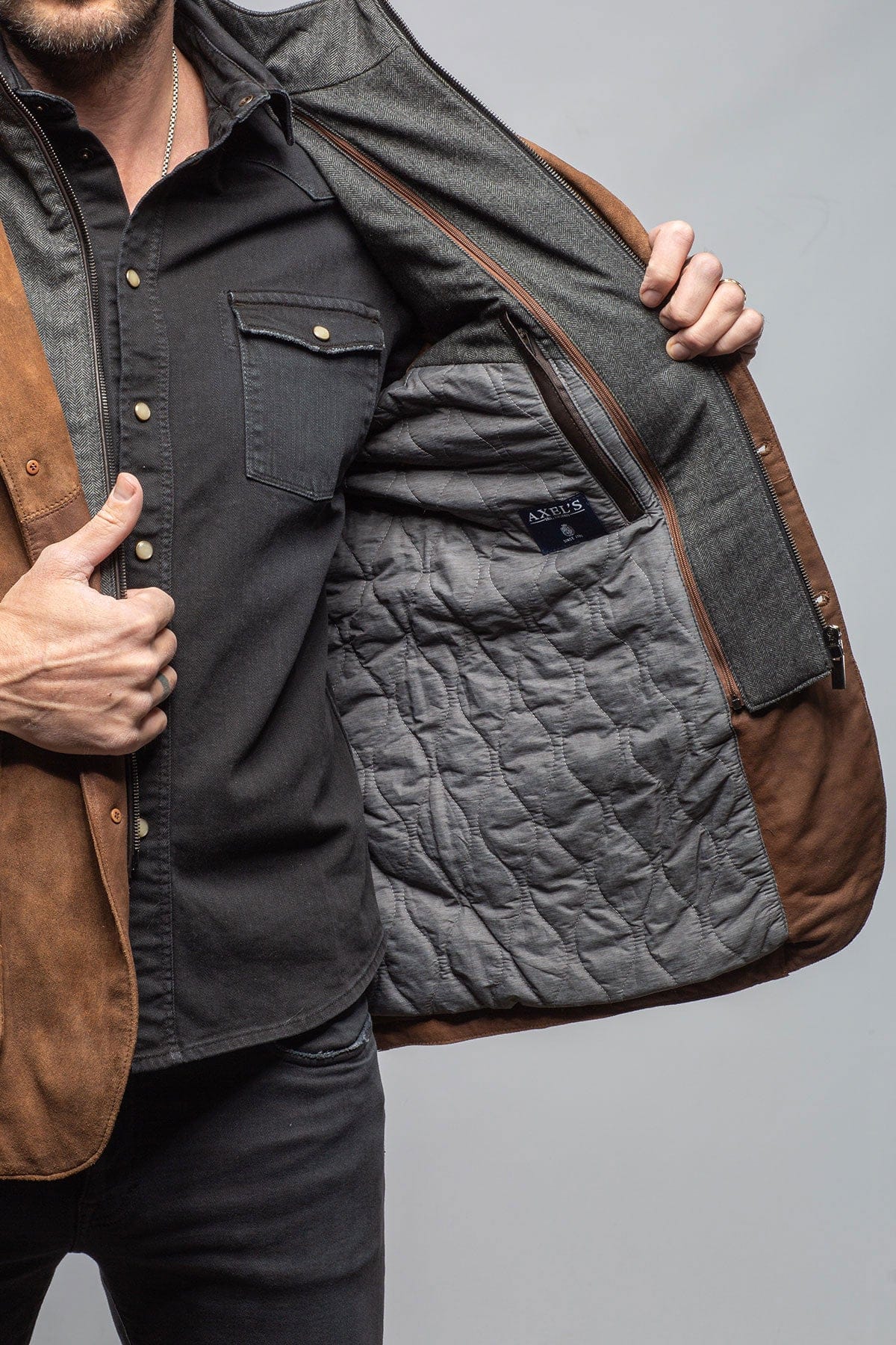 Gimo's Tiguan Suede Jacket In Vintage Cognac Mens - Outerwear - Leather