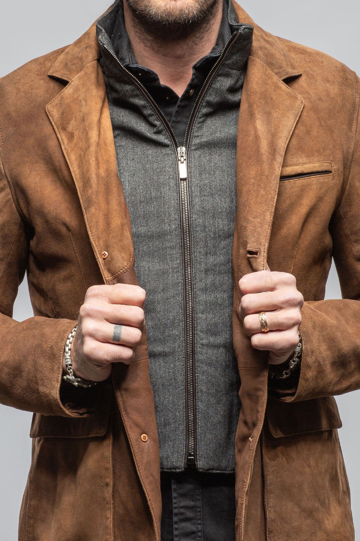 Gimo's Tiguan Suede Jacket In Vintage Cognac Mens - Outerwear - Leather
