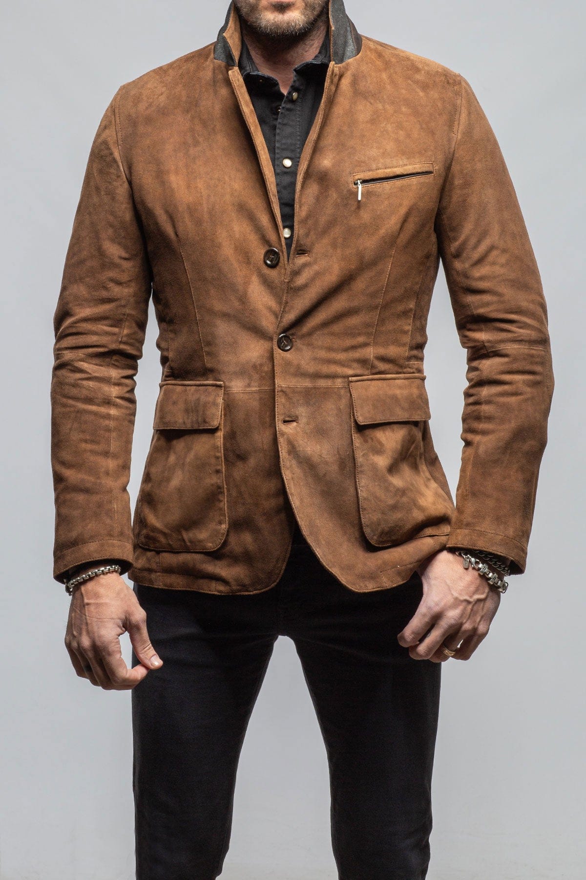 Gimo's Tiguan Suede Jacket In Vintage Cognac Mens - Outerwear - Leather