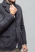 Gimo's Tiguan Suede Jacket In Washed Navy Mens - Outerwear - Leather
