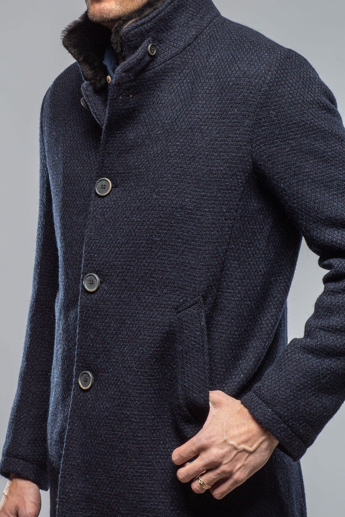 Gimo's Vancouver Knit Coat In Navy | Warehouse - Mens - Outerwear - Cloth