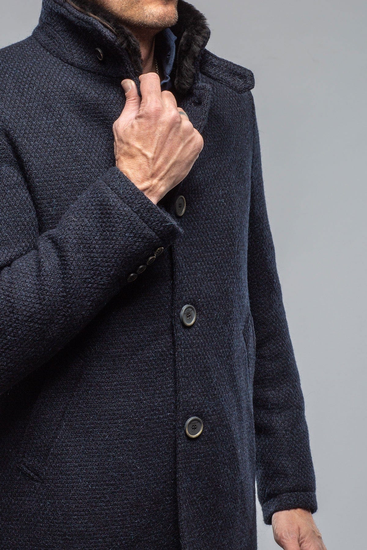 Gimo's Vancouver Knit Coat In Navy | Warehouse - Mens - Outerwear - Cloth