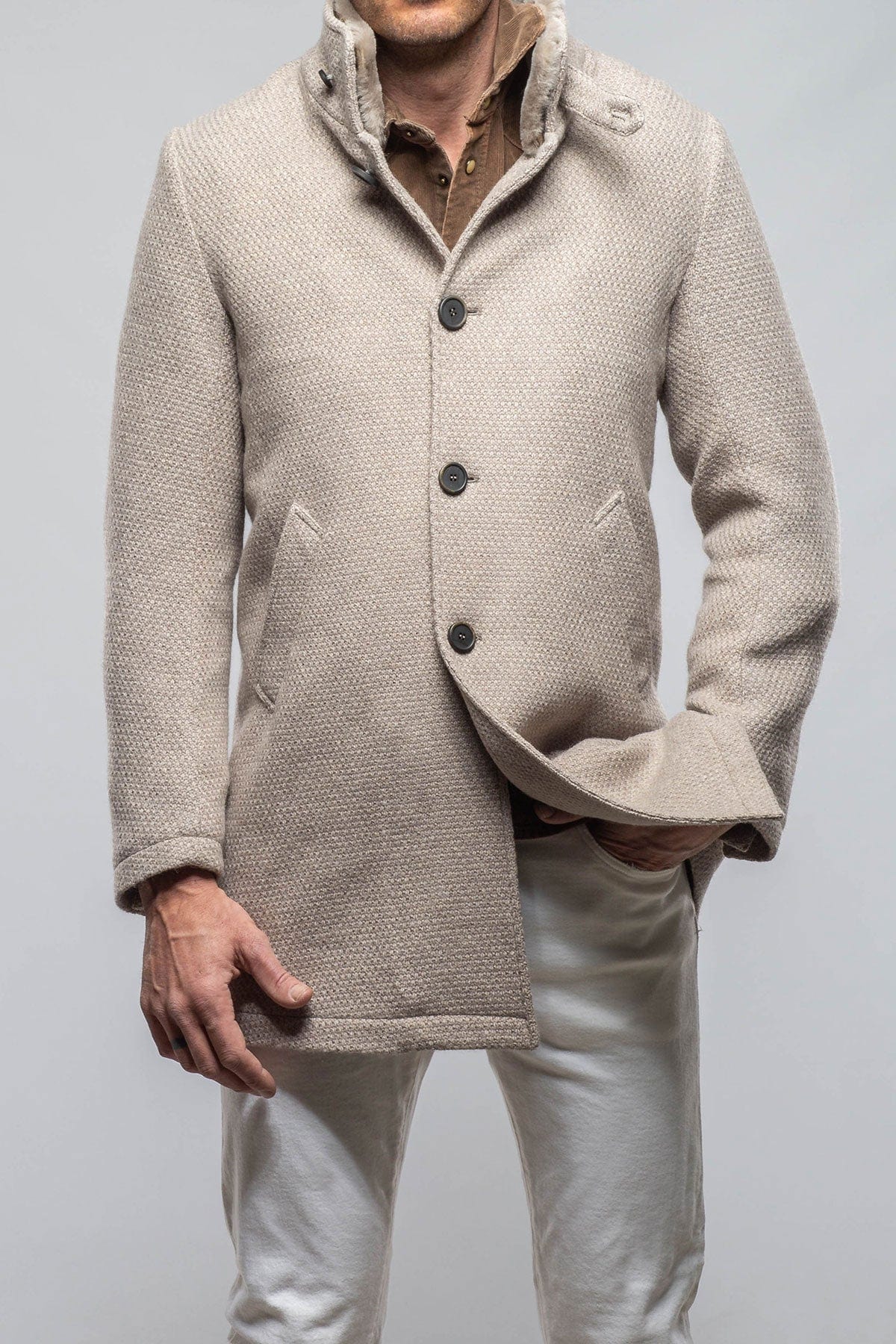 Gimo's Vancouver Knit Coat In Stone | Warehouse - Mens - Outerwear - Cloth