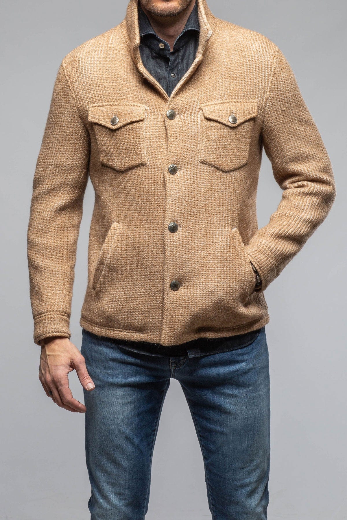 Gimo's Wrangell Knit Jacket In Camel Warehouse - Mens - Outerwear - Cloth