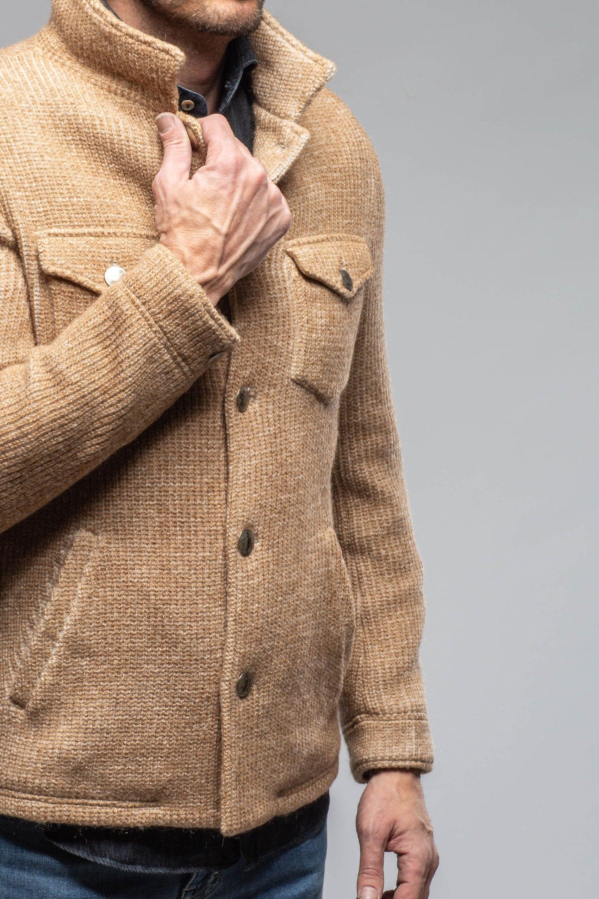 Gimo's Wrangell Knit Jacket In Camel Warehouse - Mens - Outerwear - Cloth