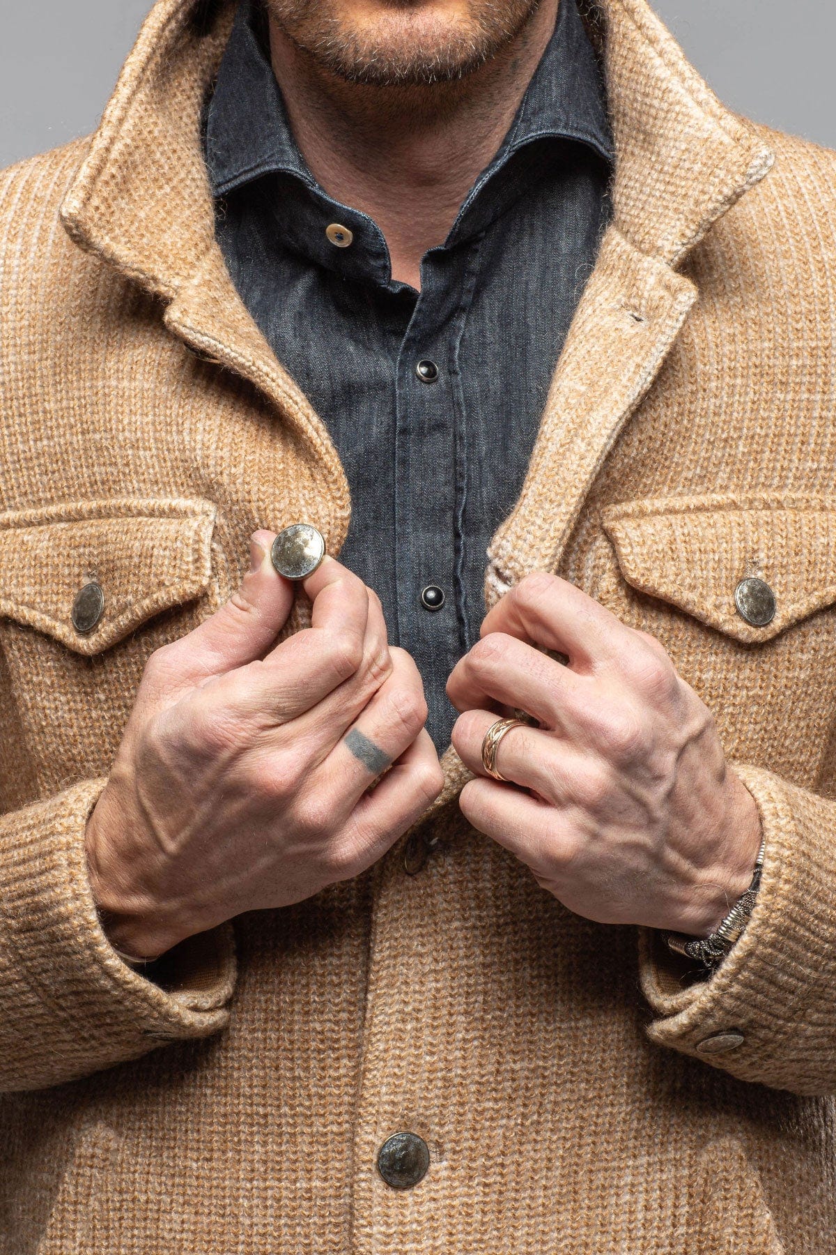 Wrangell Knit Jacket In Camel - AXEL'S