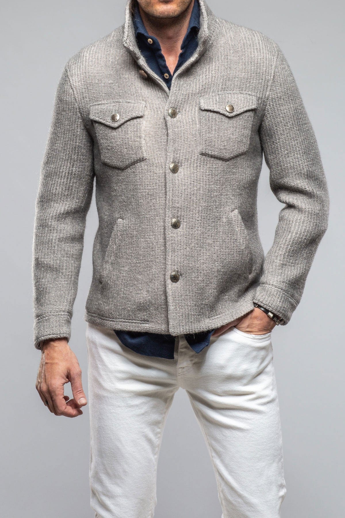 Gimo's Wrangell Knit Jacket In Light Stone Warehouse - Mens - Outerwear - Cloth