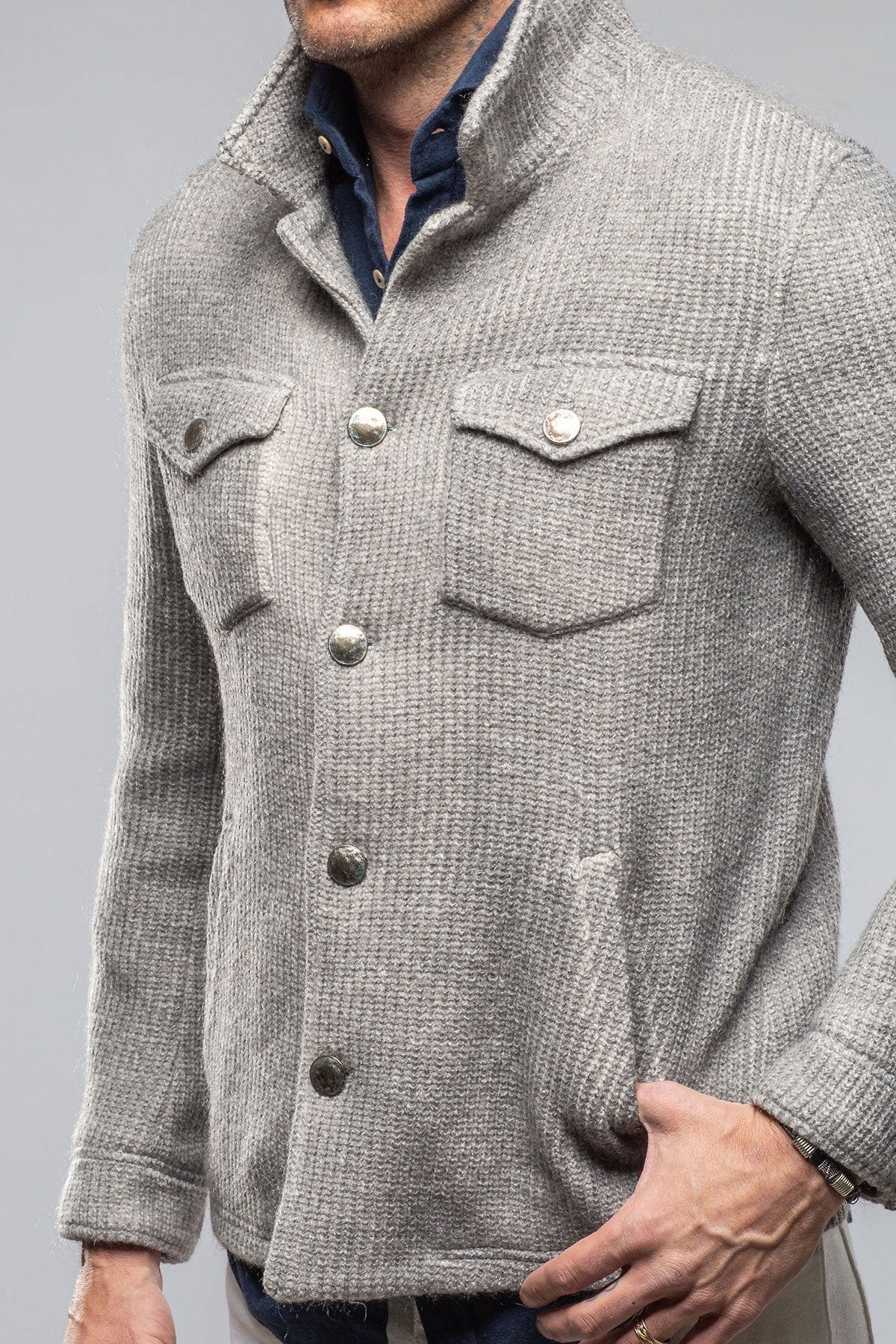 Wrangell Knit Jacket In Light Stone - AXEL'S