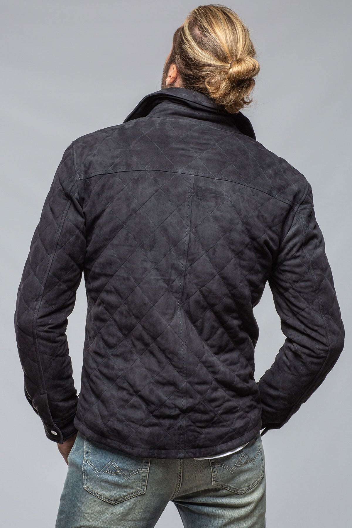 Callum Quilted Shirt Jacket In Navy - AXEL'S