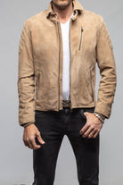 Arrow Suede Moto Jacket In Faun - AXEL'S
