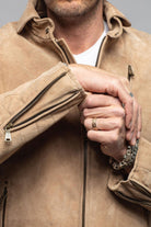 Arrow Suede Moto Jacket In Faun - AXEL'S