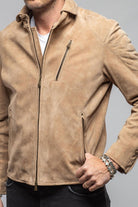 Arrow Suede Moto Jacket In Faun - AXEL'S