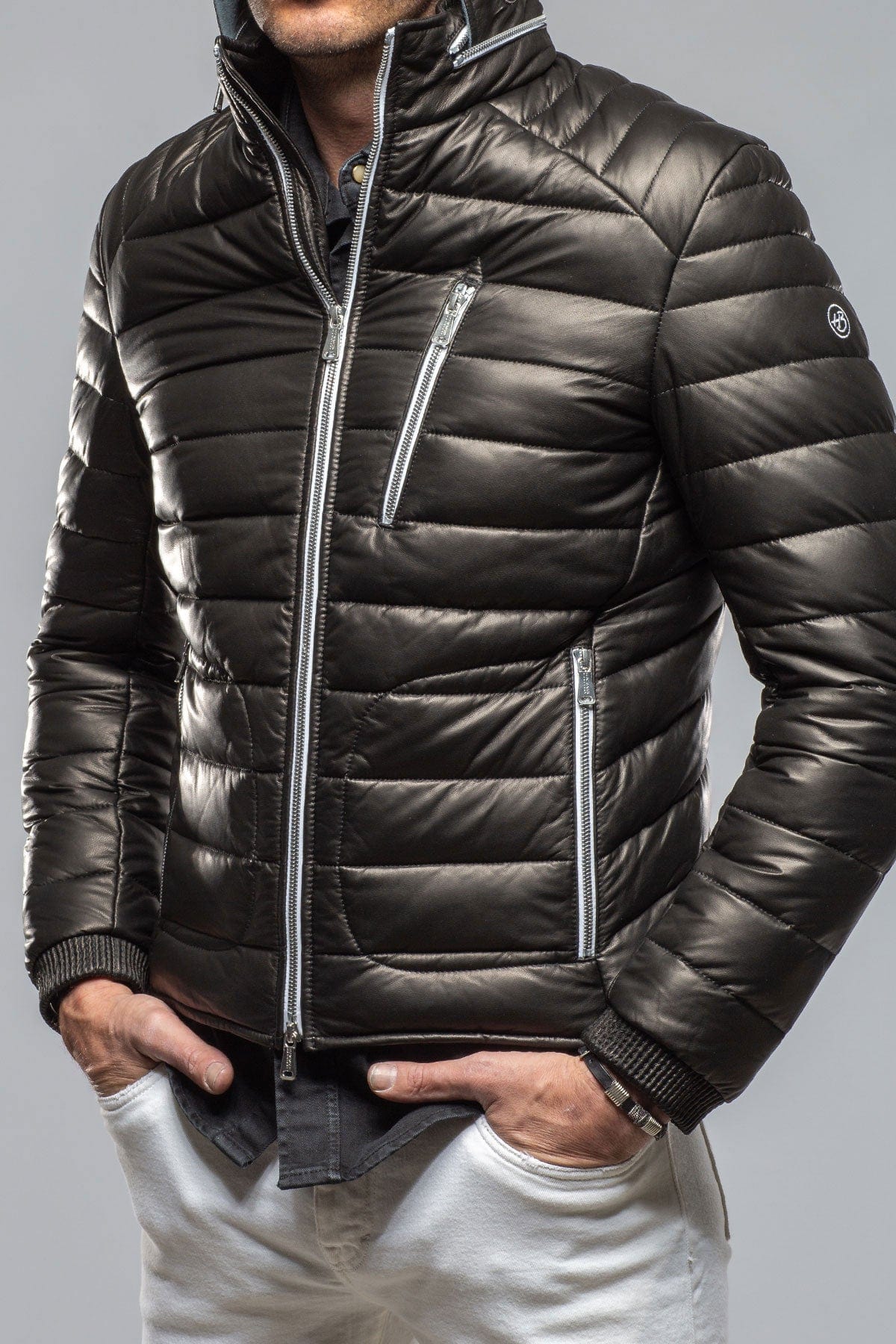 Heinz Bauer F1 Racer Down Jacket In Black | Mens - Outerwear - Leather