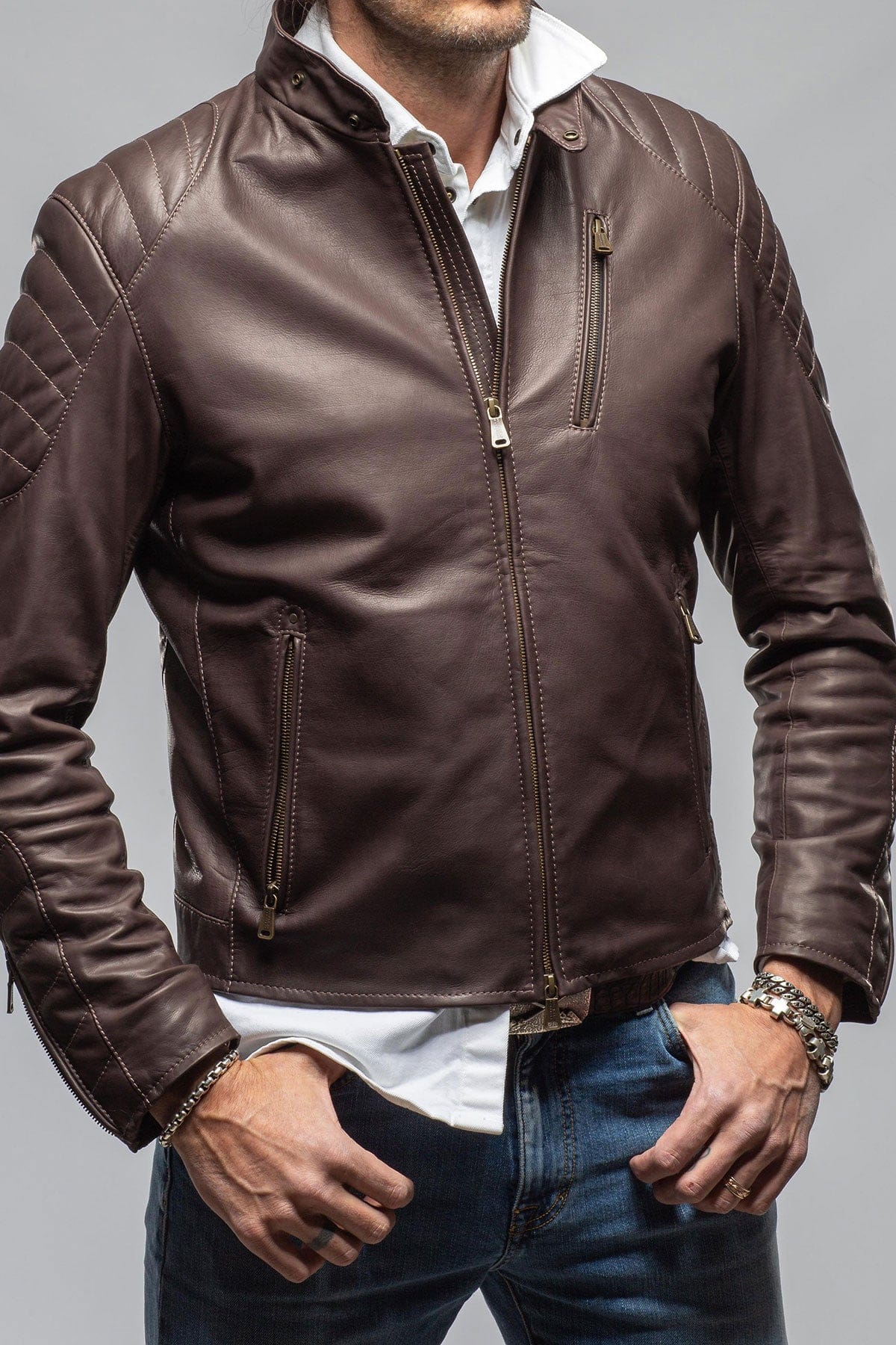 Heinz Bauer Interlagos Moto Jacket In Chocolate Brown | Axel's of Vail