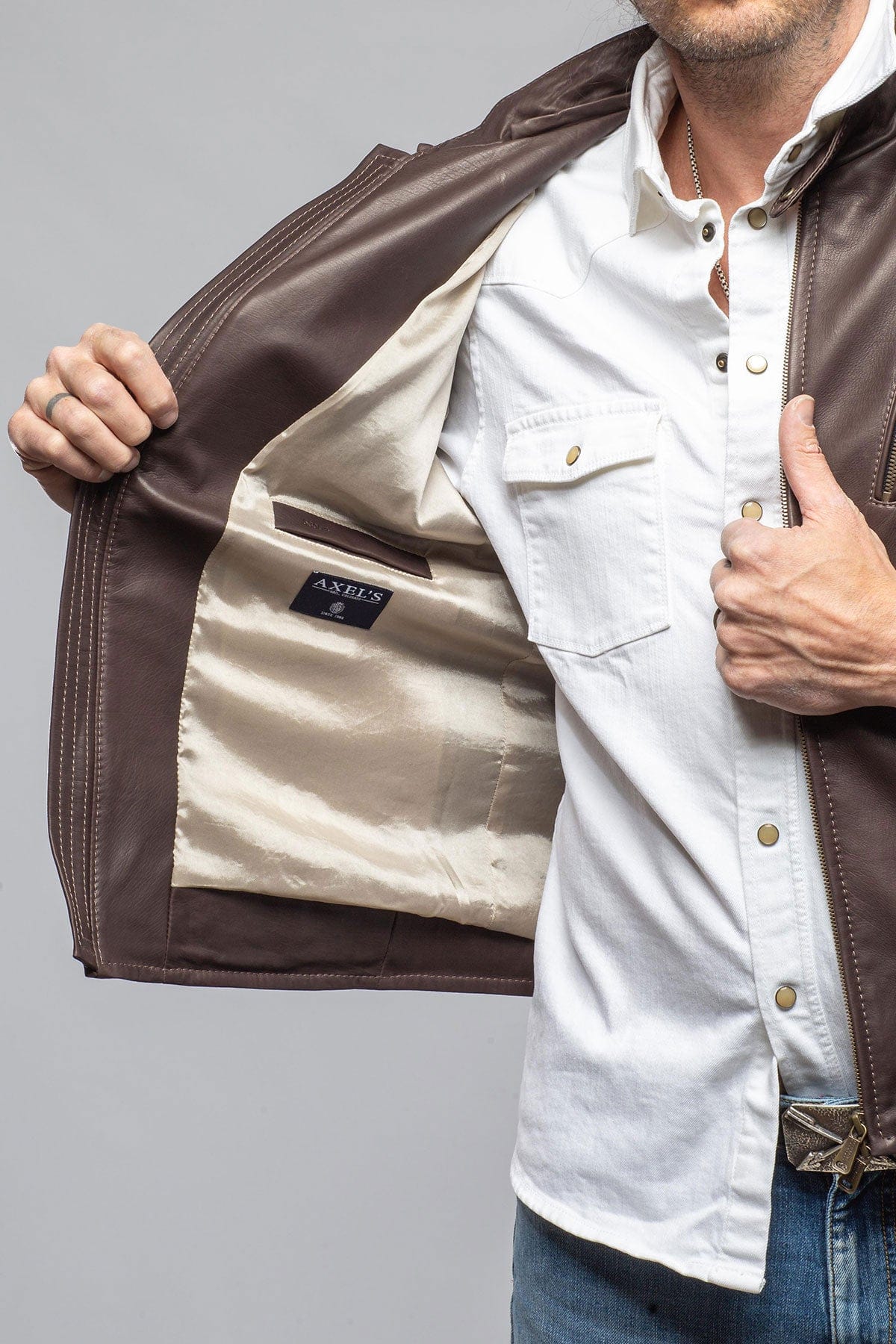 Heinz Bauer Interlagos Moto Jacket In Chocolate Brown | Axel's of Vail