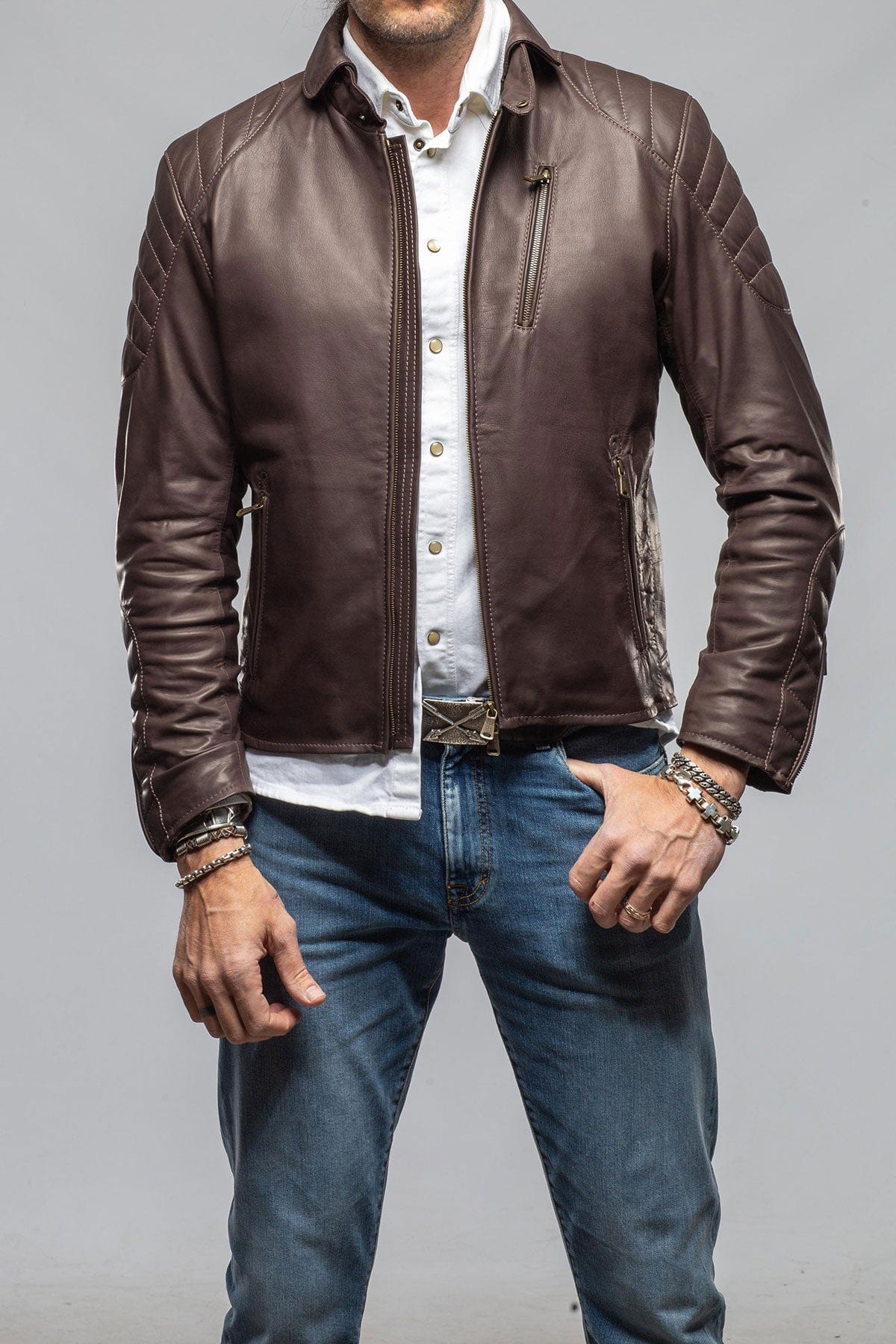 Heinz Bauer Interlagos Moto Jacket In Chocolate Brown | Axel's of Vail