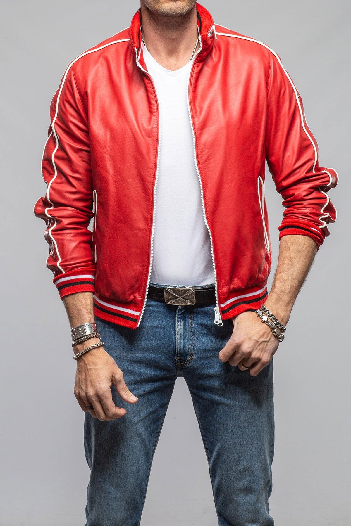 Heinz Bauer LS Race Jacket In Red Mens - Outerwear - Leather