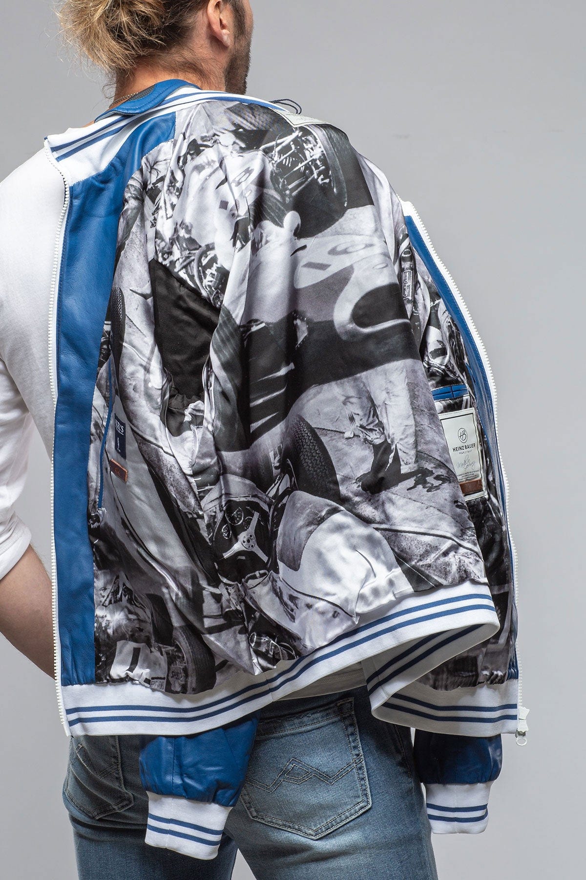 Heinz Bauer LS Race Jacket In Royal Blue Mens - Outerwear - Leather