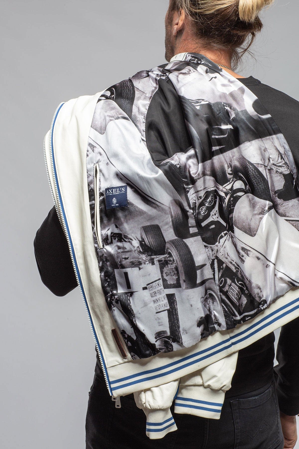 Heinz Bauer LS Race Jacket In White Mens - Outerwear - Leather