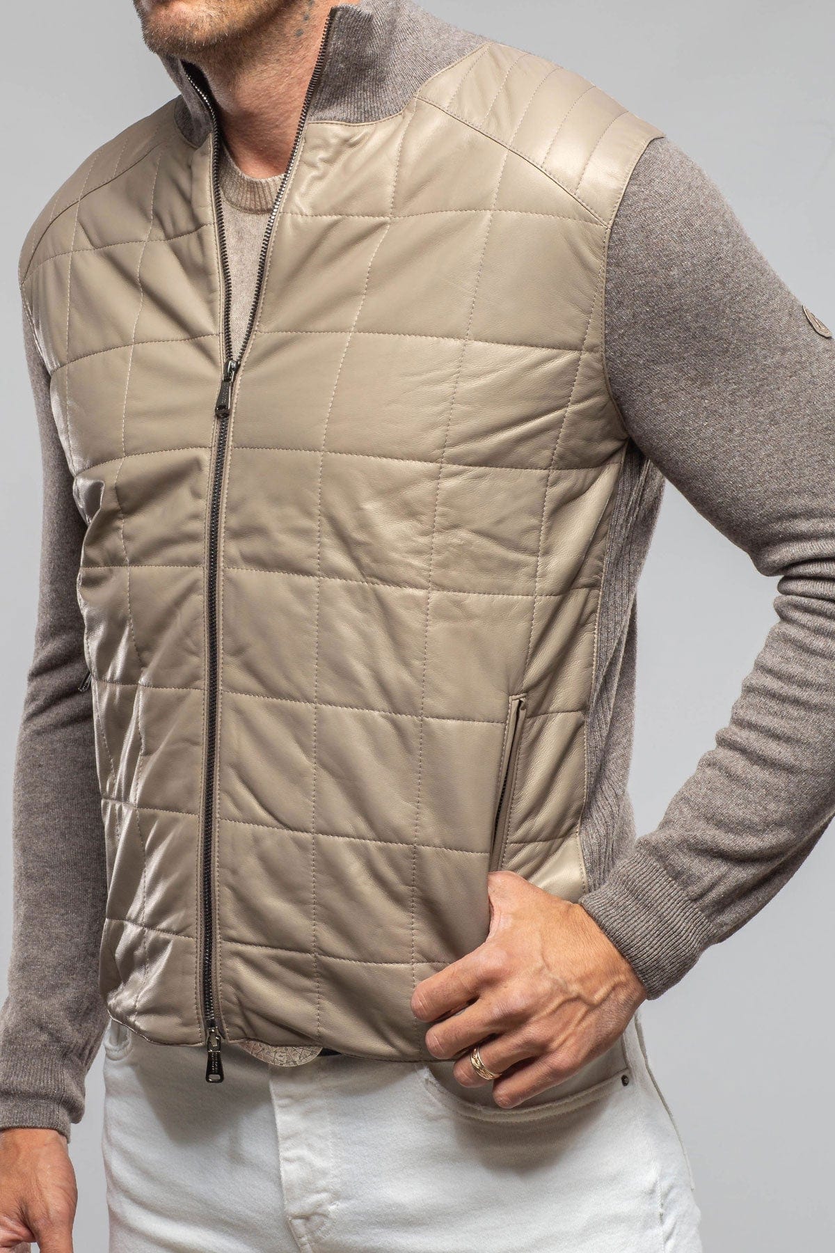 Luge Racer Sweater Jacket In Gold Sand - AXEL'S