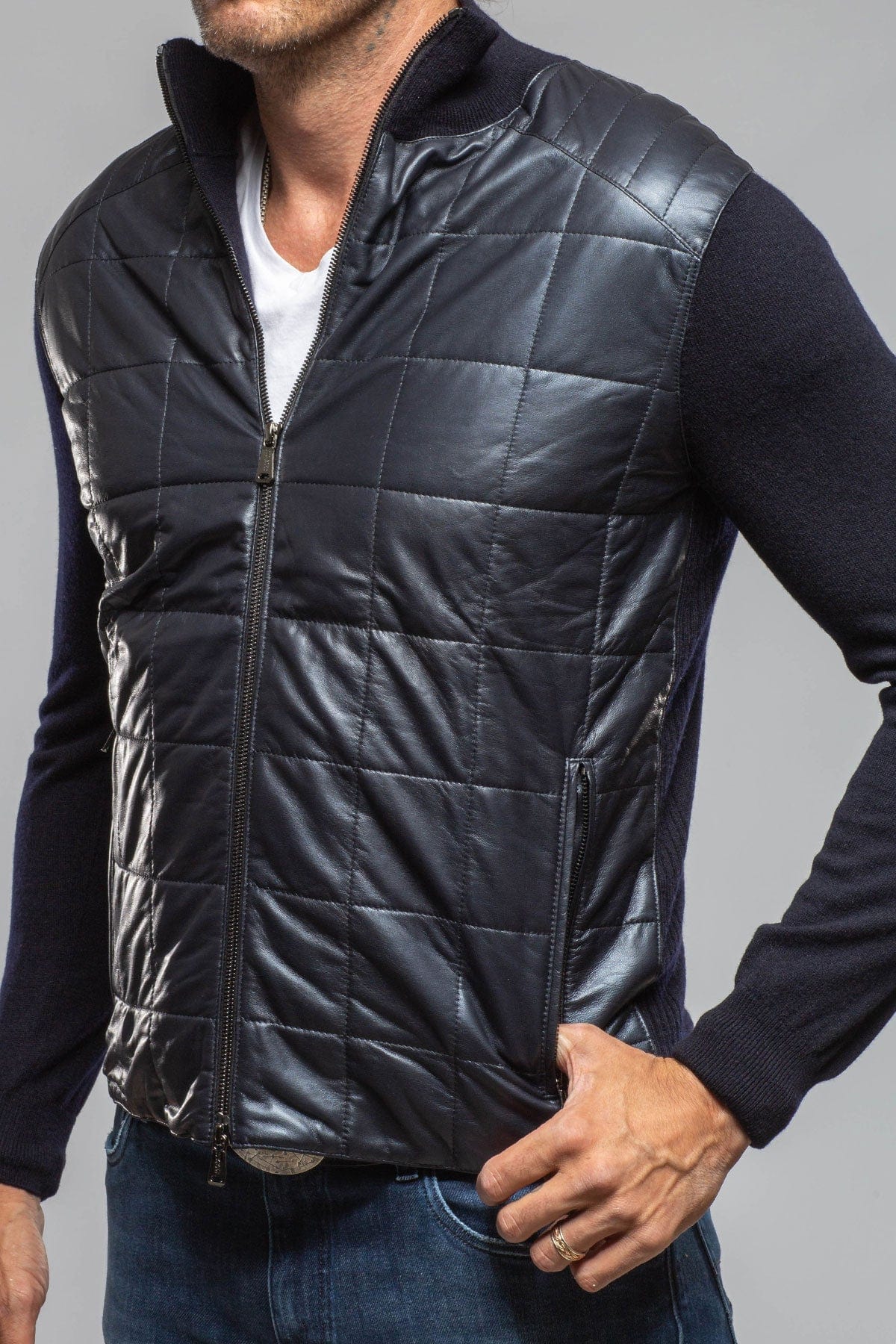 Luge Racer Sweater Jacket In Navy - AXEL'S