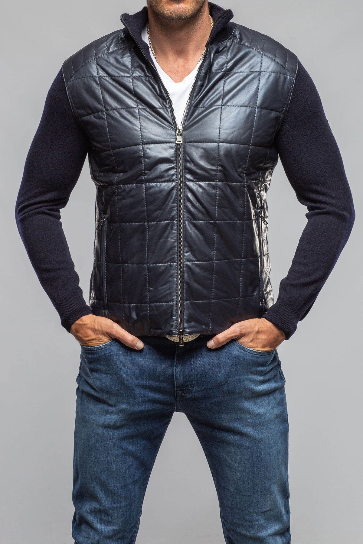 Luge Racer Sweater Jacket In Navy - AXEL'S